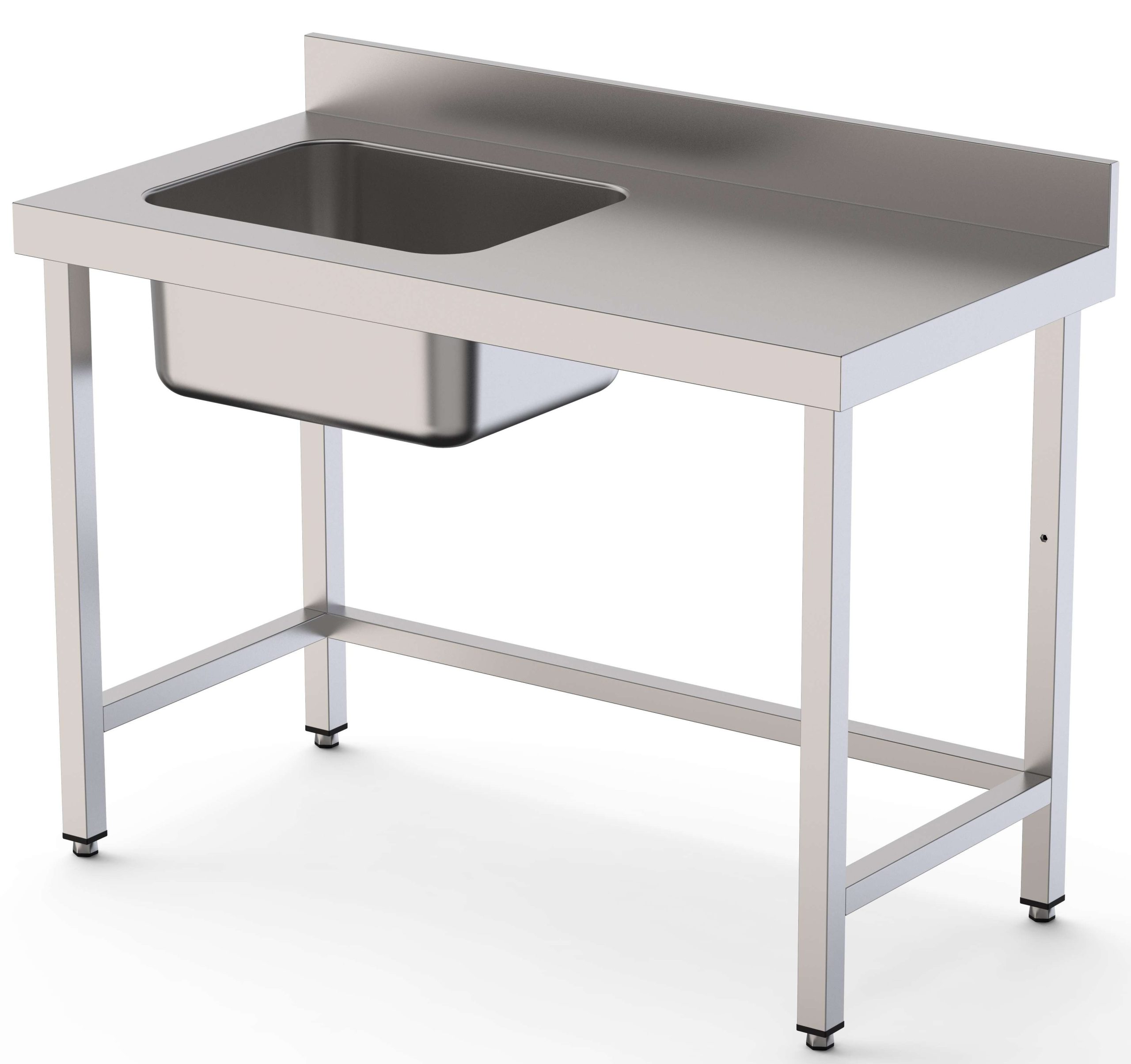 Mesa de Trabajo Acero Inoxidable Mural Sin Estante y Con Cubeta a la izquierda 2400x700x850h mm WTW17024LB0