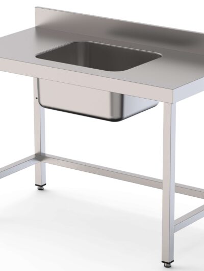 Mesa de Trabajo Acero Inoxidable Mural Sin Estante y Con Cubeta Central 1500x700x850h mm  WTW17015CB0