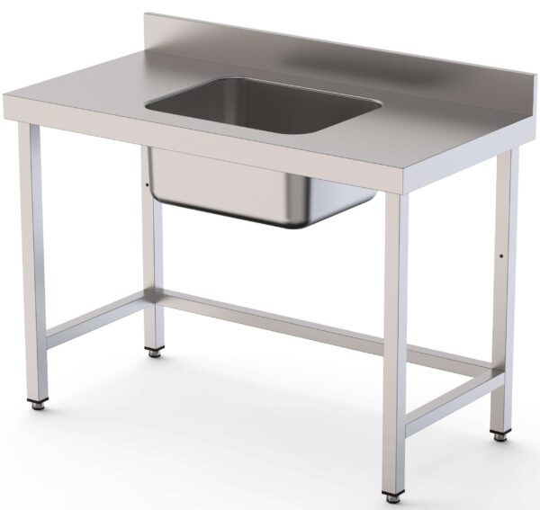 Mesa de Trabajo Acero Inoxidable Mural Sin Estante y Con Cubeta Central 2000x700x850h mm  WTW17020CB0