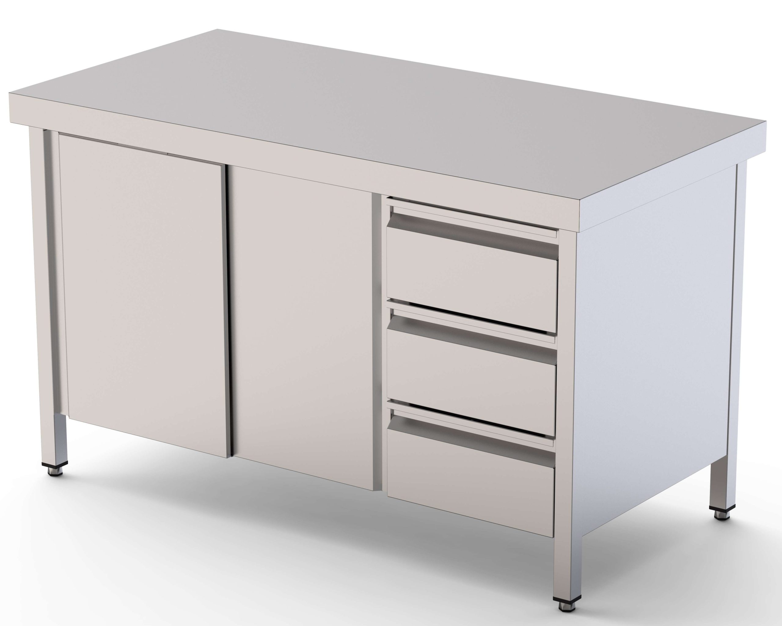 Mesa de Trabajo Acero Inoxidable Central Con Cajones a la Derecha 2000x700x850h mm WTC17020DDR