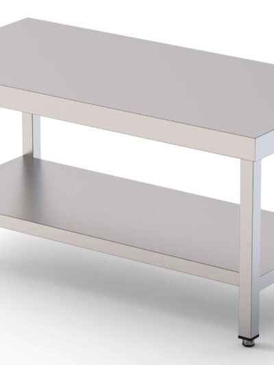 Mesa de Trabajo Acero Inoxidable Baja Central Con 1 Estante 600x700x600h mm WTC270060S1