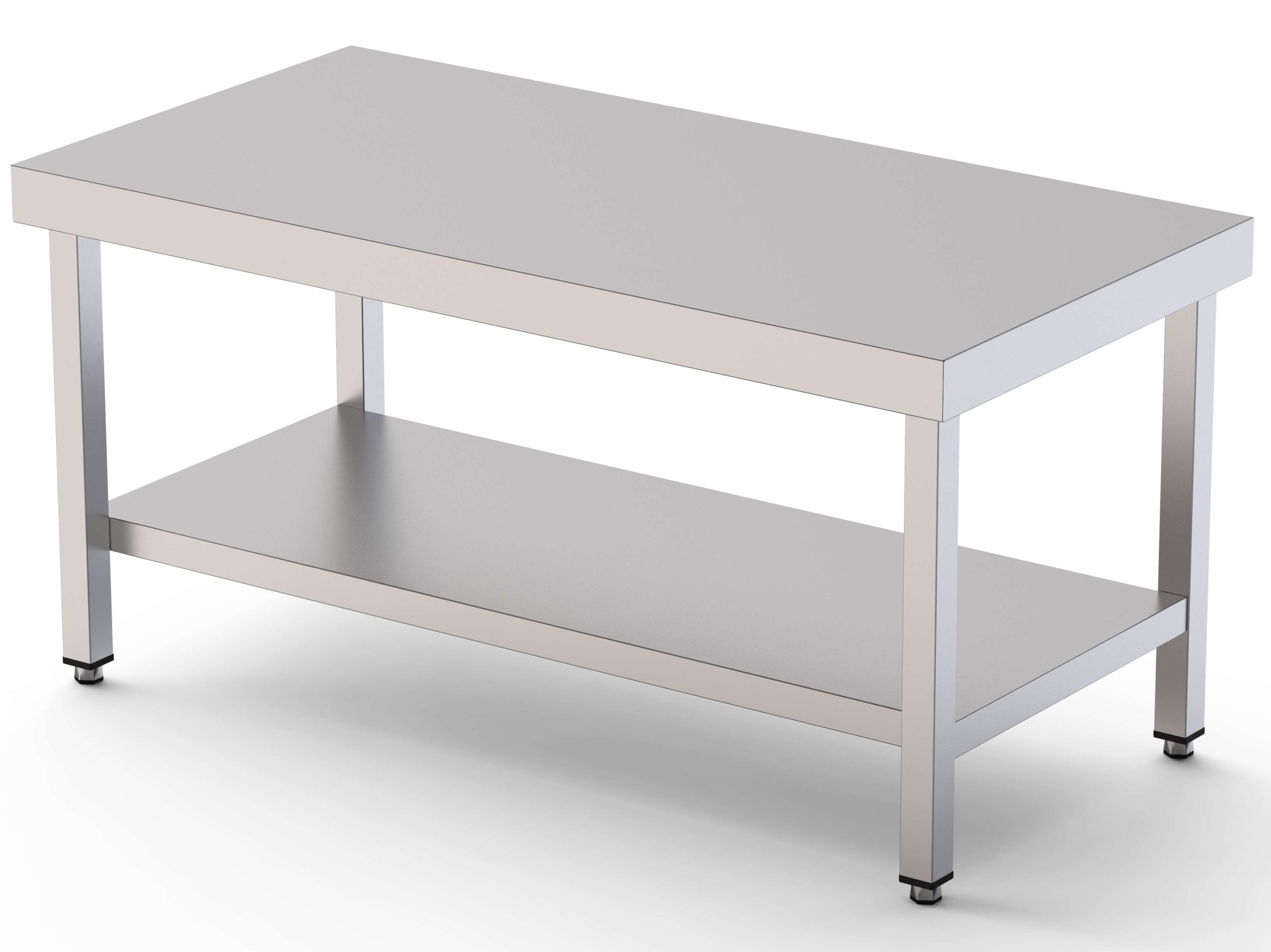 Mesa de Trabajo Acero Inoxidable Baja Central Con 1 Estante 2000x700x600h mm WTC270200S1