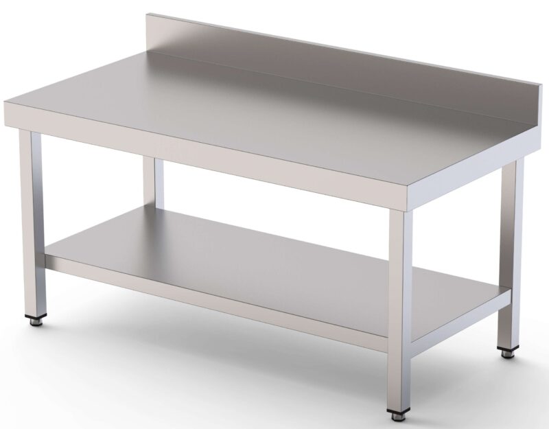 Mesa de Trabajo Acero Inoxidable Baja Mural Con 1 Estante 1000x700x600h mm WTW270100S1