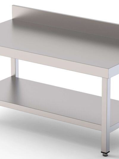 Mesa de Trabajo Acero Inoxidable Baja Mural Con 1 Estante 1800x700x600h mm WTW270180S1