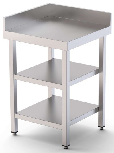 Mesa de Trabajo Acero Inoxidable Angular Para Composiciones en L Con 2 Estante 600x600x850h mm WTW160060C2