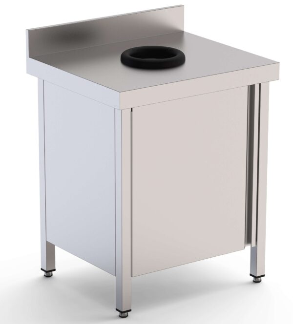 Mesa de Trabajo Acero Inoxidable Mural Con Puerta y Aro Desbarazado 700x600x850h mm WTW160070WD