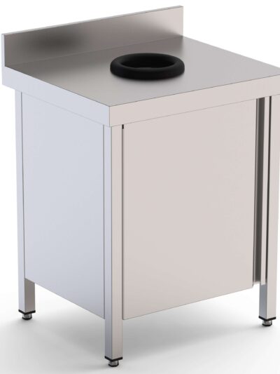 Mesa de Trabajo Acero Inoxidable Mural Con Puerta y Aro Desbarazado 700x700x850h mm WTW170070WD
