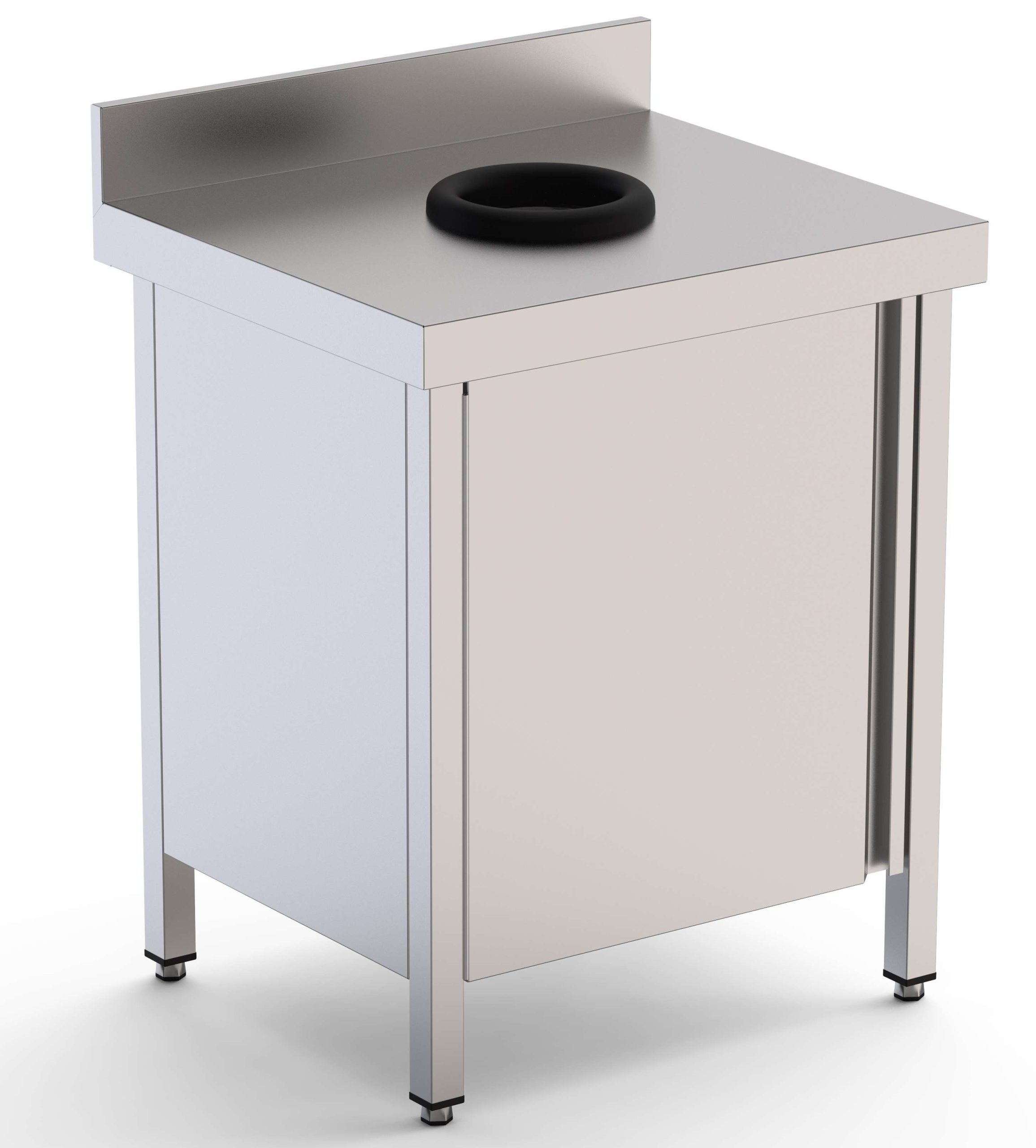 Mesa de Trabajo Acero Inoxidable Mural Con Puerta y Aro Desbarazado 700x700x850h mm WTW170070WD
