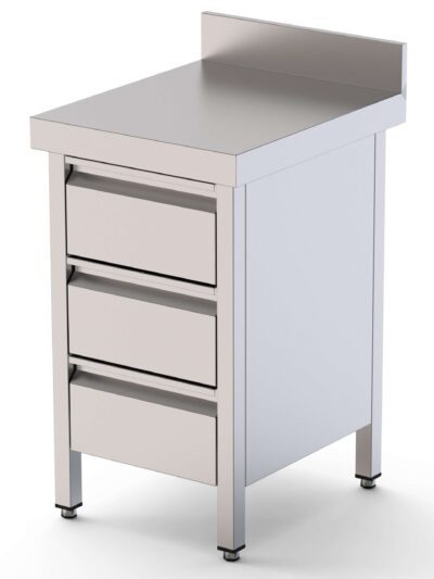 Mesa de Trabajo Acero Inoxidable Mural Con Cajones 500x700x850h mm WTW170050D3