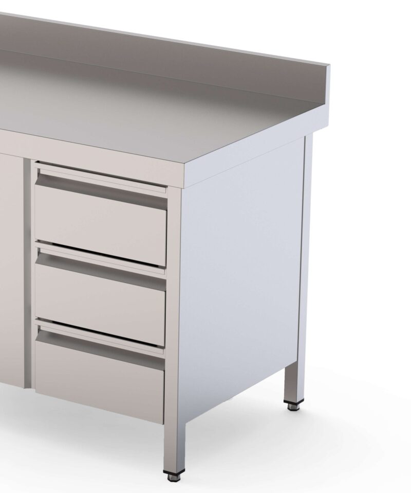 Módulo de 3 Cajones Acero Inoxidable Para Mesa Fondo 600 400x510x590h mm WTA060040D3