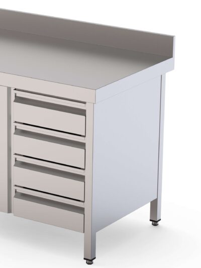 Módulo de 4 Cajones Acero Inoxidable Para Mesa Fondo 600 400x510x590h mm WTA060040D4