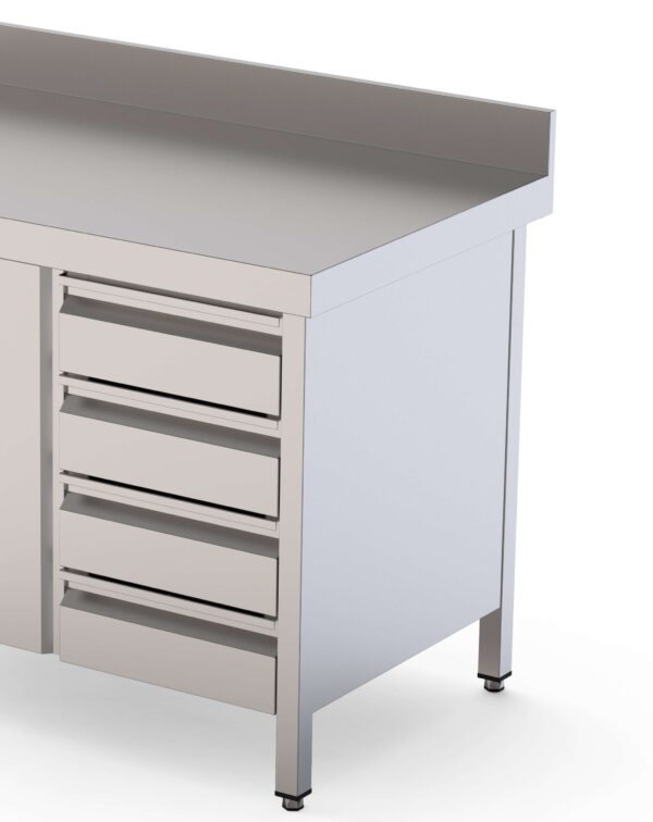 Módulo de 4 Cajones Acero Inoxidable Para Mesa Fondo 600 400x510x590h mm WTA060040D4
