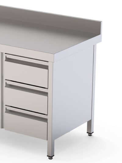 Módulo de 3 Cajones Acero Inoxidable Para Mesa Fondo 700 400x610x590h mm WTA070040D3