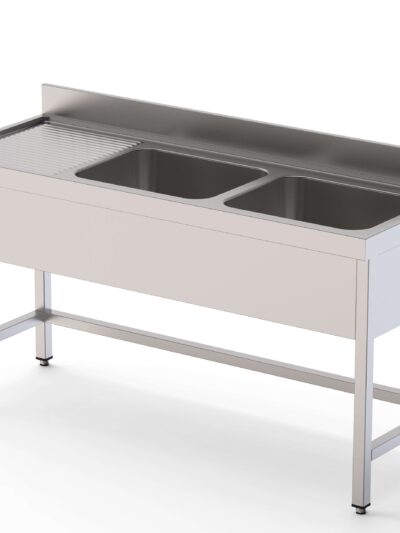 Fregadero Acero Inoxidable 2 Cubas Izquierda Fondo 700 Con Mueble Sin Estante 1800x700x850h mm IS1718L20S0