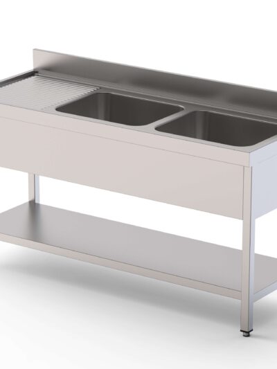 Fregadero Acero Inoxidable 1 Cuba Izquierda Fondo 700 Con Mueble Con Estante 1400x700x850h mm IS1714L10S1