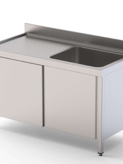 Fregadero Acero Inoxidable 1 Cuba Izquierda Fondo 700 Con Puertas Correderas 1400x700x850h mm IS1714L10SD