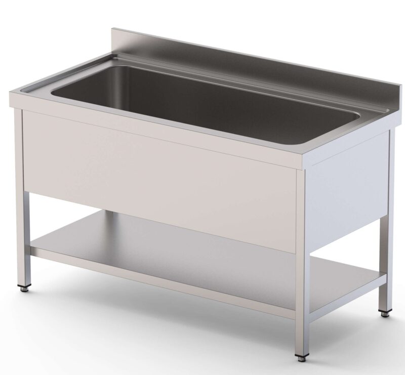 Fregadero Gran Capacidad Acero Inoxidable 1 Cuba Derecha Fondo 700 Con Mueble Con Estante 2000x700x850h mm IS1720R1HCS1
