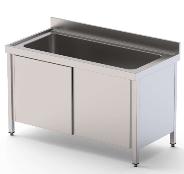 Fregadero Gran Capacidad Acero Inoxidable 1 Cuba Izquierda Fondo 700 Con Mueble Con Puertas 1600x700x850h mm IS1716L1HCSD