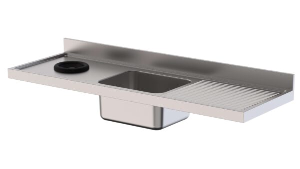 Fregadero Acero Inoxidable 1 Cuba Derecha Con Aro Desbarazado Fondo 700 Sin Mueble 1400x700x300h mm IS1714LWH10