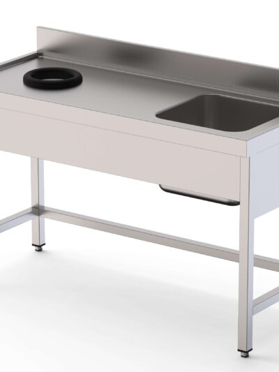 Fregadero Acero Inoxidable 1 Cuba Derecha Con Aro Desbarazado Fondo 700 Con Mueble 1400x700x850h mm IS1714LWHS0