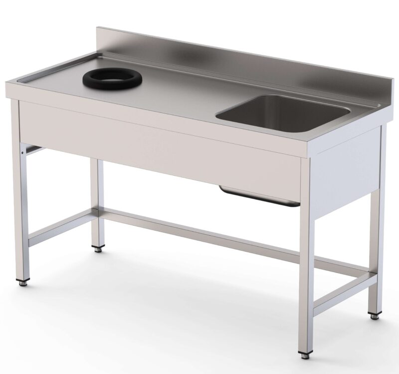 Fregadero Acero Inoxidable 1 Cuba Derecha Con Aro Desbarazado Fondo 700 Con Mueble 1400x700x850h mm IS1714LWHS0