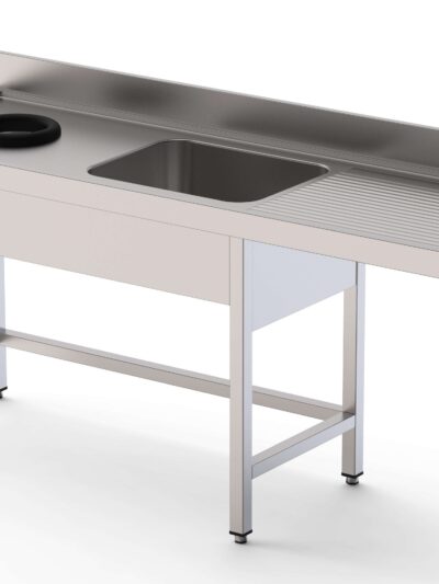 Fregadero Acero Inoxidable 1 Cuba Izquierda Con Aro Desbarazado Fondo 600 Con Mueble Para Lavavajillas 1800x600x850h mm IS1618RWHDW