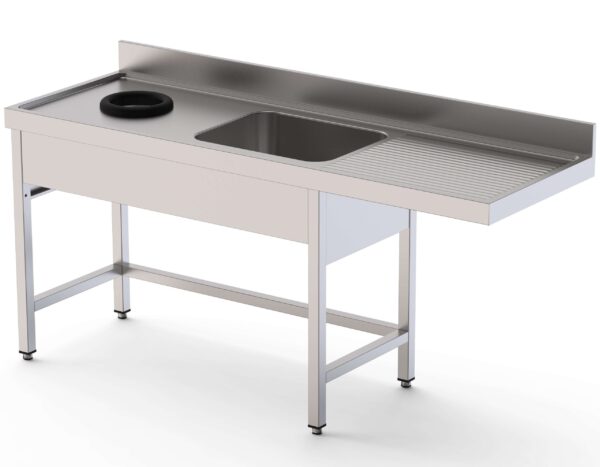 Fregadero Acero Inoxidable 1 Cuba Izquierda Con Aro Desbarazado Fondo 600 Con Mueble Para Lavavajillas 1800x600x850h mm IS1618RWHDW