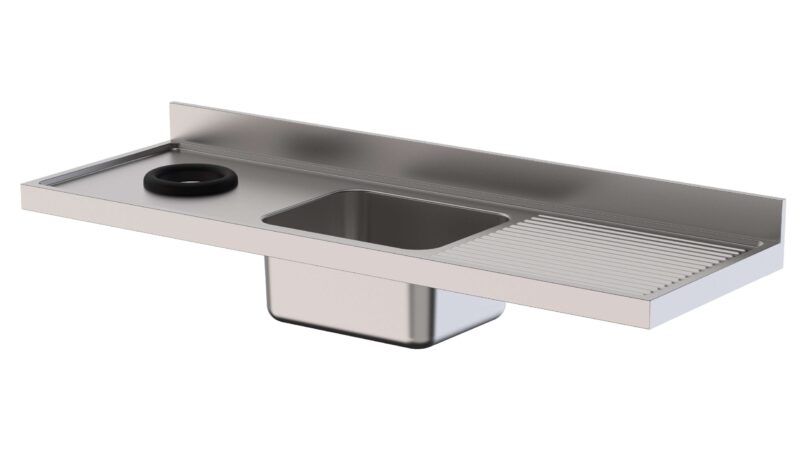 Fregadero Acero Inoxidable 1 Cuba Derecha Con Aro Desbarazado Fondo 700 Sin Mueble Para Lavavajillas 1800x700x250h mm IS1718LWH10