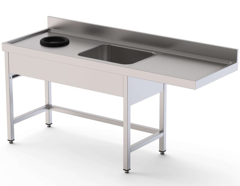 Fregadero Acero Inoxidable 1 Cuba Izquierda Con Aro Desbarazado Fondo 700 Con Mueble Para Lavavajillas 1800x700x850h mm IS1718RWHDW