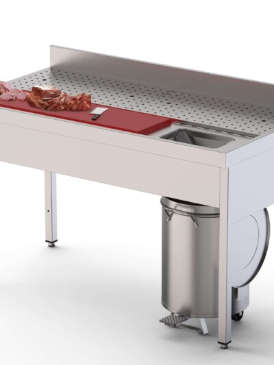Mesa Preparación de Alimentos Acero Inoxidable Con Cubeta Fondo 700 Con Mueble 1400x700x850h mm IS1714FPVS0