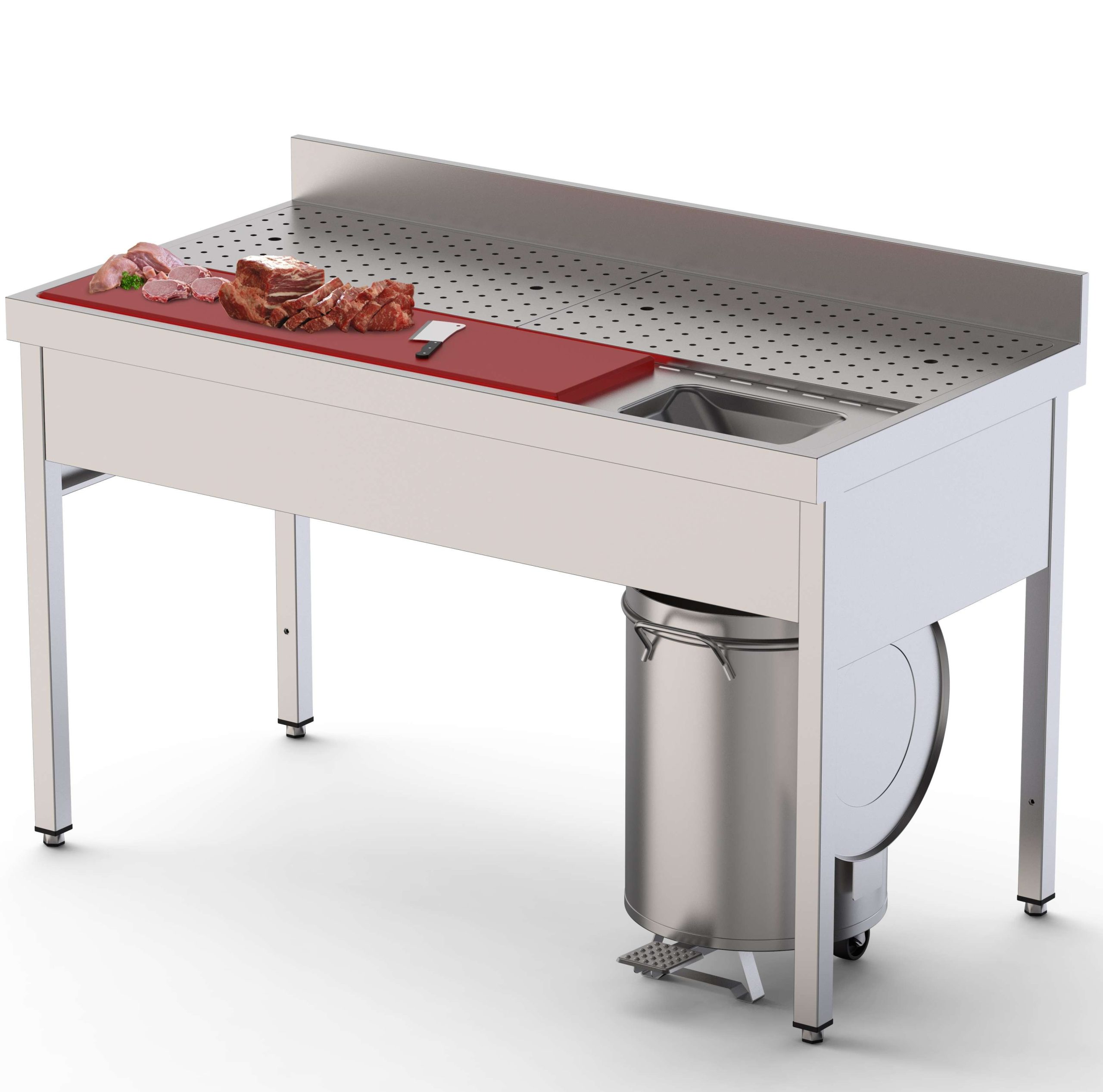 Mesa Preparación de Alimentos Acero Inoxidable Con Cubeta Fondo 700 Con Mueble 1400x700x850h mm IS1714FPVS0