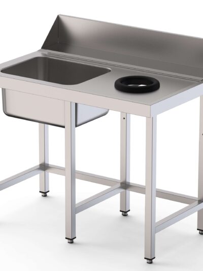 Mesa Acero Inoxidable Para Lavavajillas De Prelavado 1 Cubeta Sin Estante 1100x750x850h mm IS17511DWIN0S0