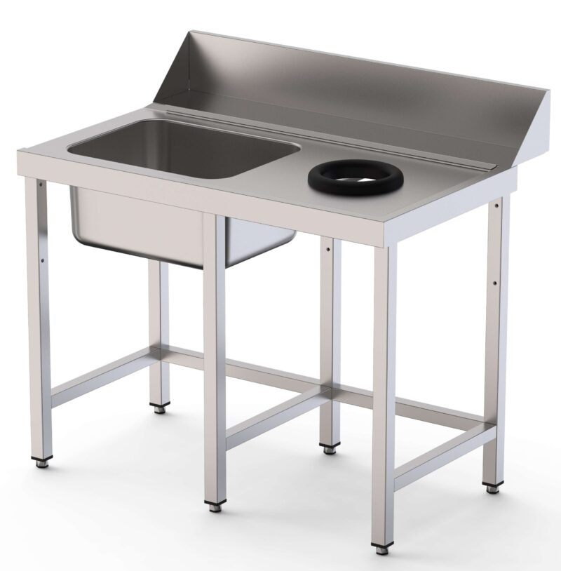 Mesa Acero Inoxidable Para Lavavajillas De Prelavado 1 Cubeta Sin Estante 1100x750x850h mm IS17511DWIN0S0