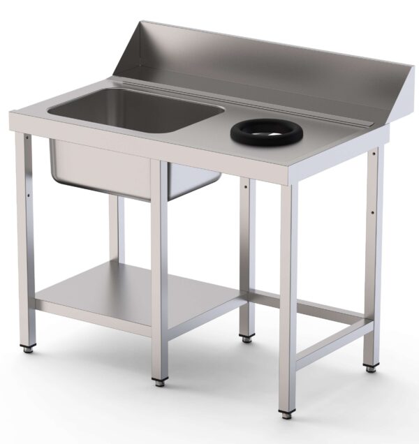 Mesa Acero Inoxidable Para Lavavajillas De Prelavado 1 Cubeta Con Estante 1600x750x800h mm IS17516DWIN0S1
