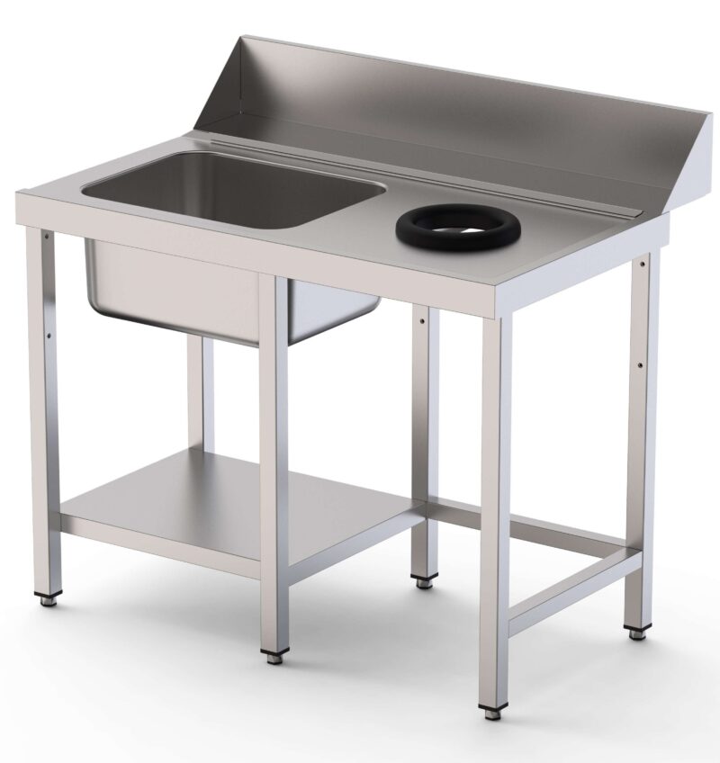 Mesa Acero Inoxidable Para Lavavajillas De Prelavado 1 Cubeta Con Estante 1600x750x800h mm IS17516DWIN0S1