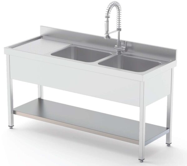 Estante Acero Inoxidable Para Fregadero Fondo 600 Longitud de Mesa 1800 mm ISA601800AS