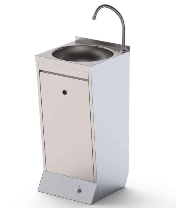 Lavamanos De Pie Acero Inoxidable Con Pulsador automezclador 400x400x850h mm HWF14040001