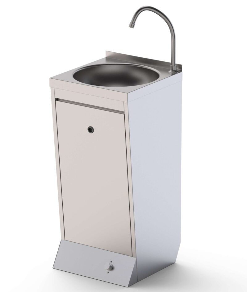 Lavamanos De Pie Acero Inoxidable Con Pulsador automezclador 400x400x850h mm HWF14040001