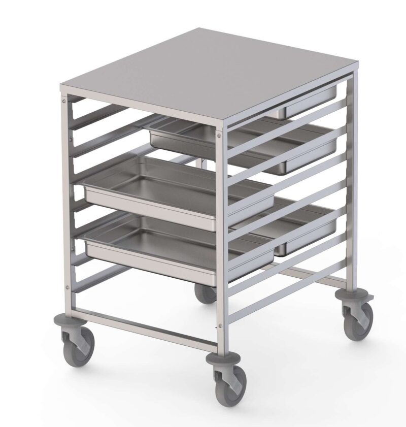Carro Bandejero Acero Inoxidable Para 8 Bandejas GN2/1 660x750x900h mm TT08NGN2100