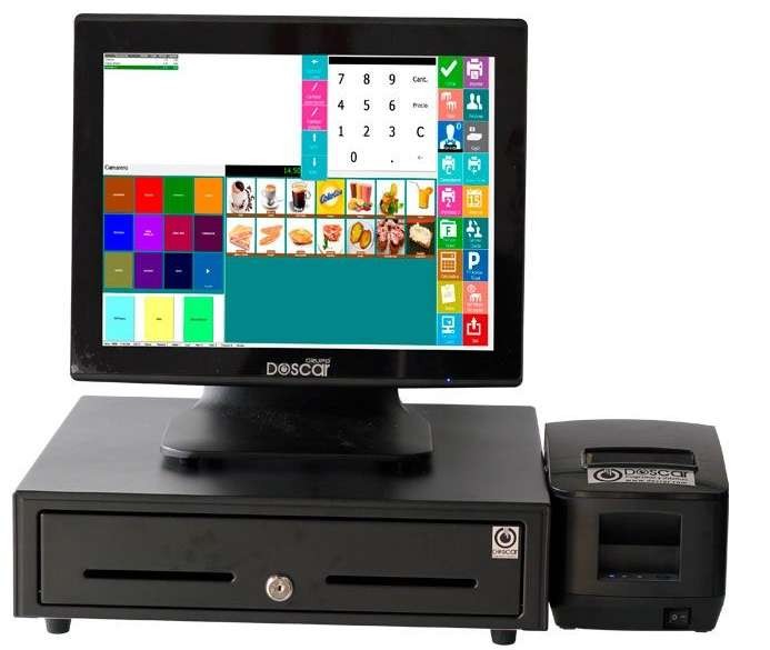 Sistema TPV Compacto Táctil capacitiva: TPV Compacto+Cajón Portamonedas+Impresora de Tickets 58mm Versión Básica Hostelería MC20058B-H