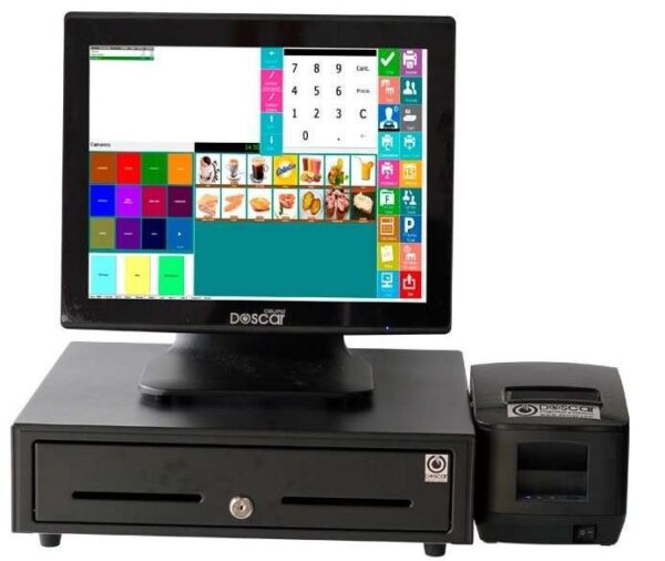 Sistema TPV Compacto Táctil capacitiva: TPV Compacto+Cajón Portamonedas+Impresora de Tickets 58mm Versión Básica Comercio MC20058B-C