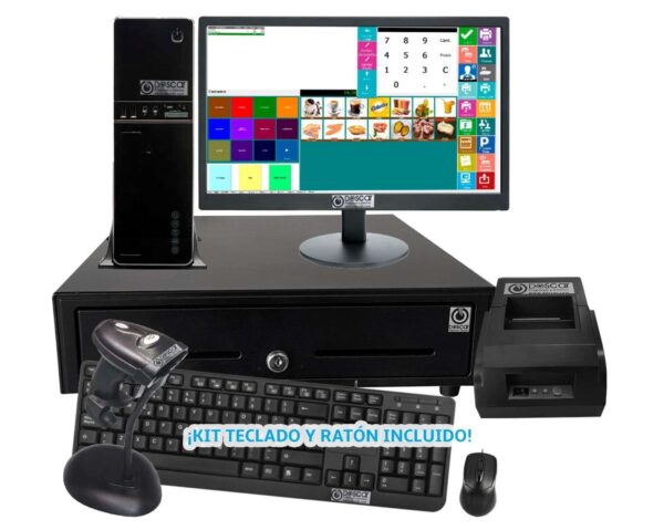 Sistema TPV Modular NO Táctil: TPV Modular+Cajón Portamonedas+Impresora de Tickets 80mm+Teclado+Ratón Versión Básica Comercio MC5080B-C