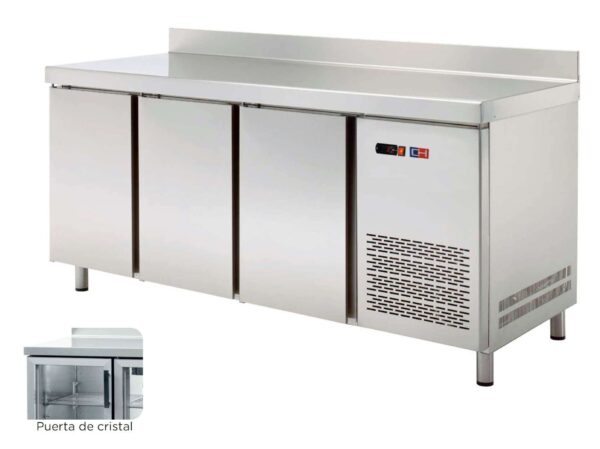 Mesa Snack Refrigerada 2 puertas CRISTAL  Fondo 600 de 1492 x600 x850h mm CORDOBA MRCH-150V