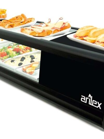 Vitrina refrigerada de tapas placa lisa color negro dim. 1104x390x287h mm línea Badajoz 4VTL PLANA -NE