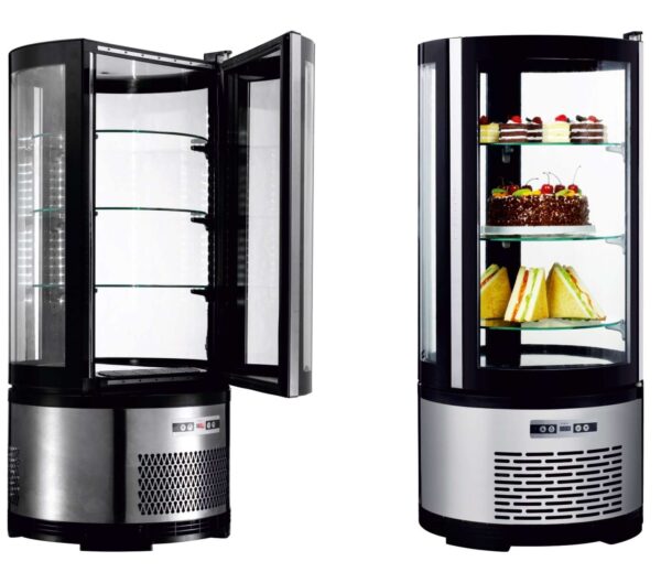 Vitrina refrigerada Redonda 105 Litros con 3 estantes de vidrio 480X480X1030h mm Línea Pekín XC105R