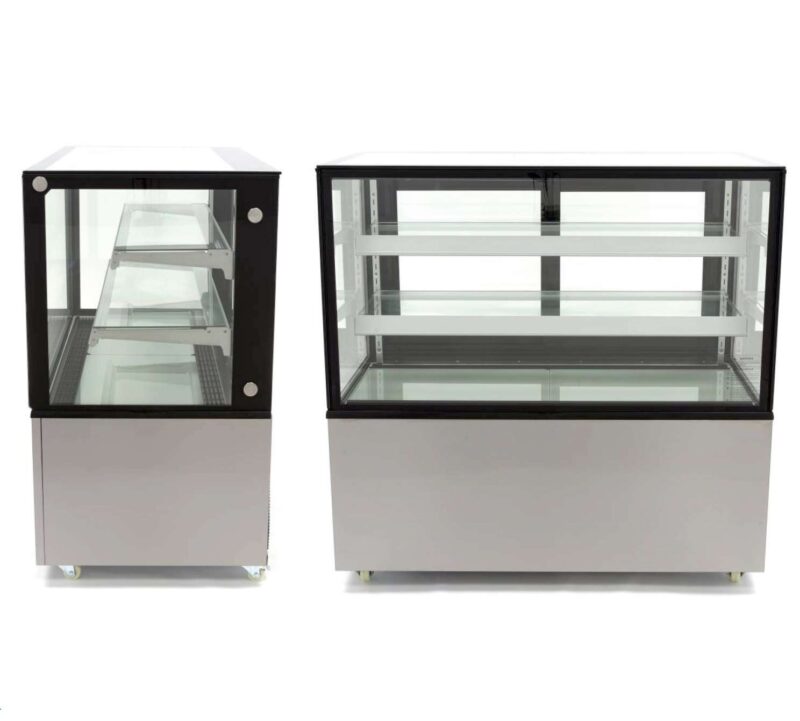 Vitrina Mostrador Refrigerada Ventilada Total Cristal Recto con 2 estantes de cristal 915X675X1215h mm Línea Pekín XC270Z