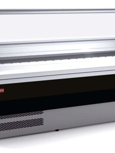 Vitrina Refrigerada Expositora Cristal Curvo con Reserva Decoración Negra Fondo 900 de 1525 x940 x1235h mm BADAJOZ VEC150-9