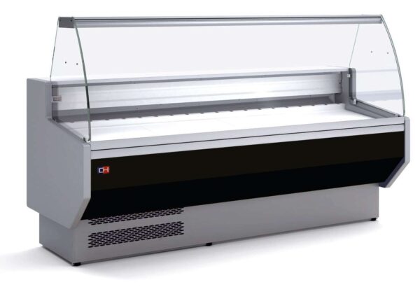 Vitrina Refrigerada Expositora Cristal Curvo con Reserva Decoración Negra Fondo 900 de 2025 x940 x1235h mm BADAJOZ VEC200-9