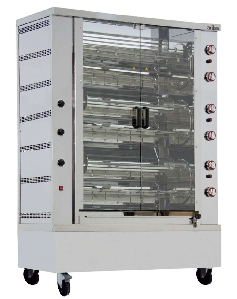 Asador de Pollos a Gas Rotativo Planetario 12 espadas (no incluidas)Línea Badajoz 12ASG-RP