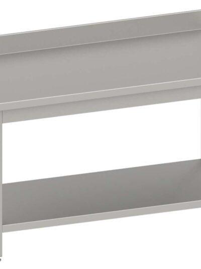 Mesa Mural acero inoxidable AISI 201 con estante 1500x700x850 mm MM157 Línea Varsovia (950047150)